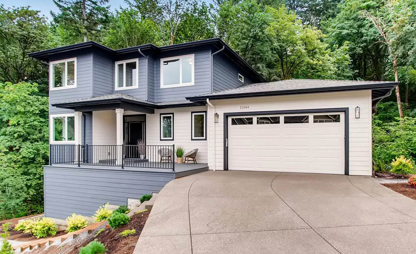 Contemporary home with attached garage