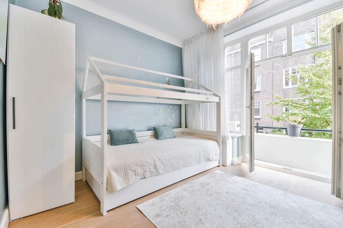 white painted furniture in kids room