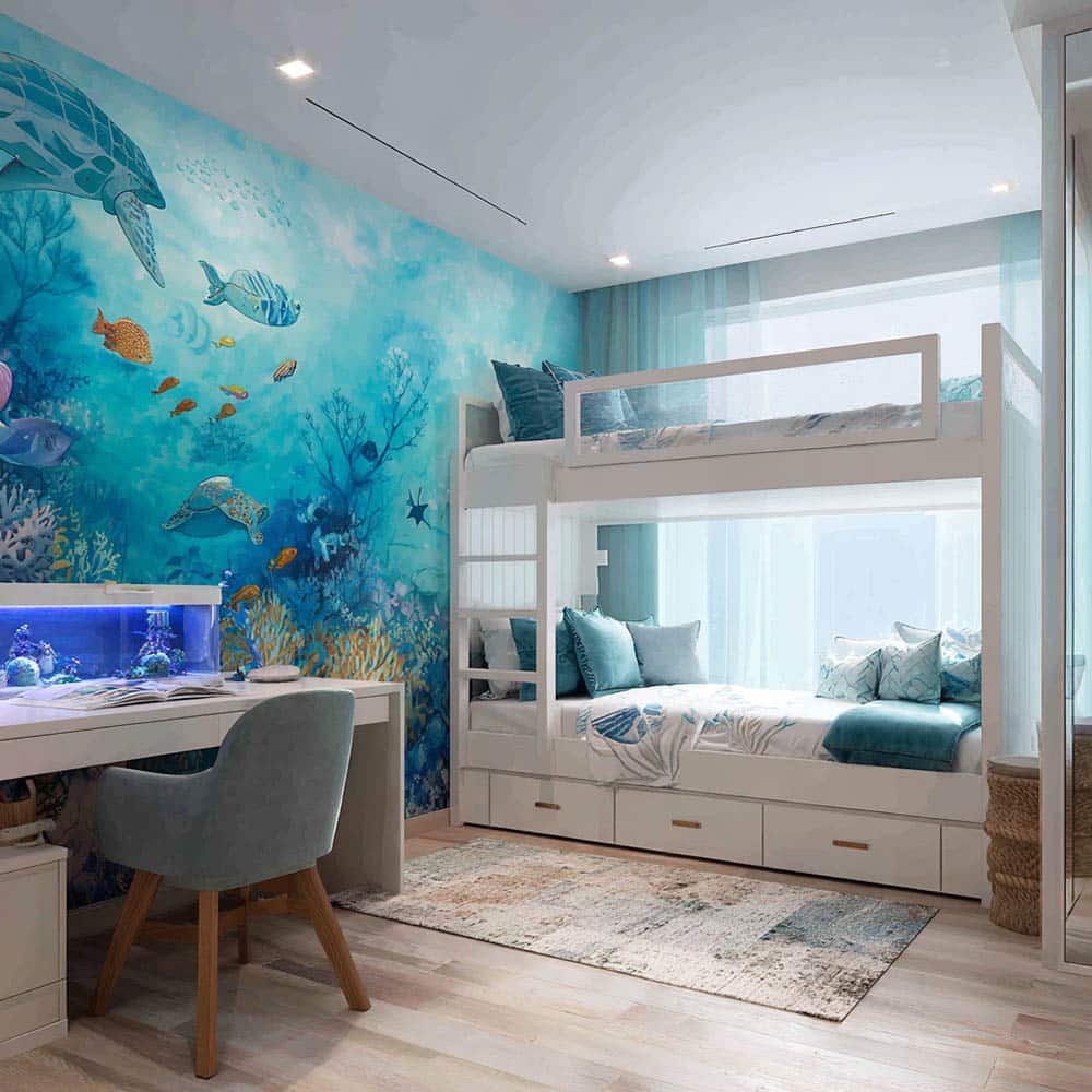 room with underwater theme
