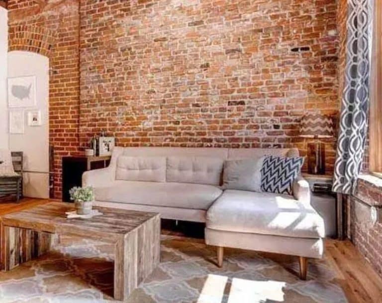 exposed brick living room