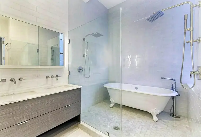 Clawfoot tub inside shower room