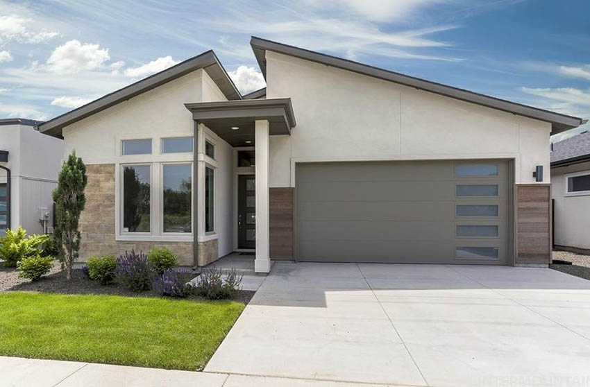 Contemporary sectional door with windows