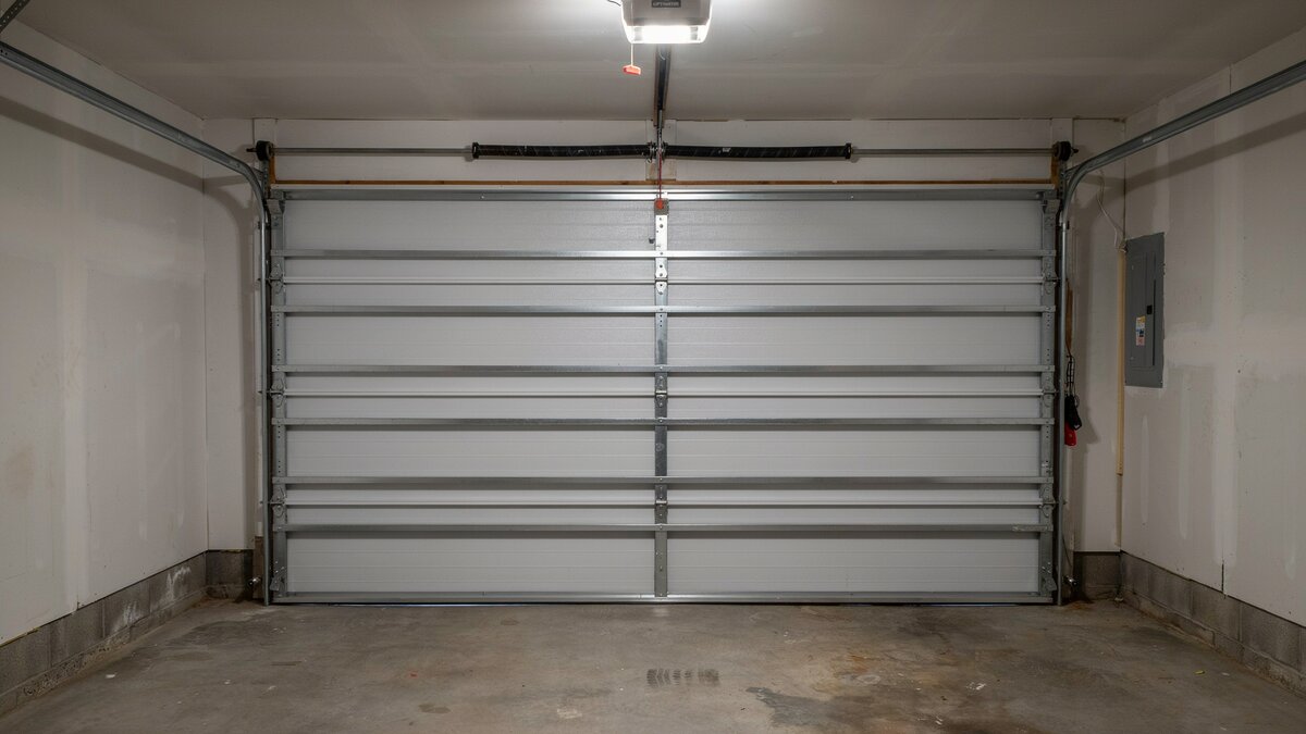 Interior view of white insulation panels fitted into steel door sections