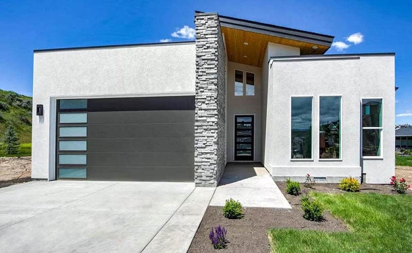 Modern door with frosted glass panes