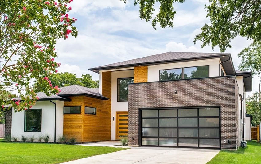 Modern home with glass door