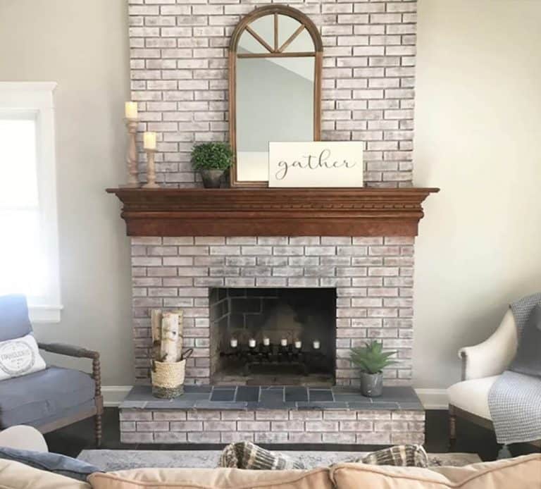 How to Whitewash a Brick Fireplace (Design Ideas)