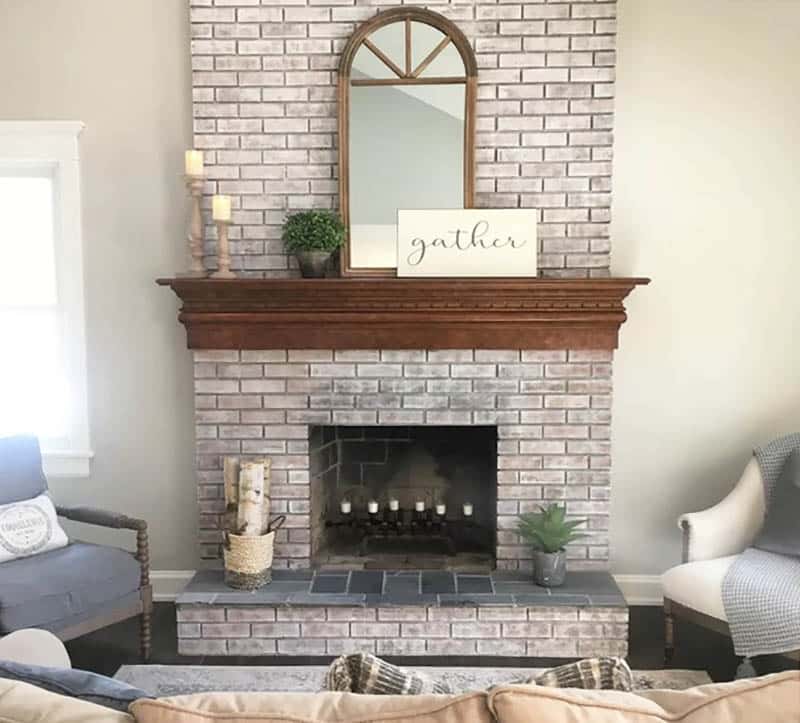 brick fireplace