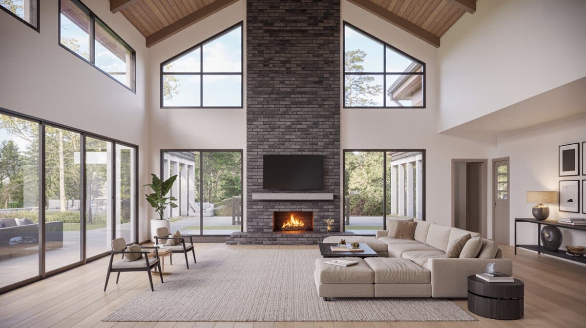 Black and gray fireplace
