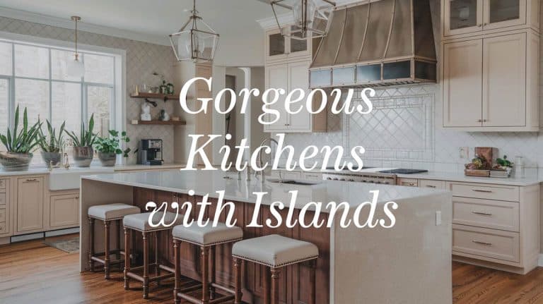 Gorgeous Kitchen Designs With Islands And Bar Stools Seating