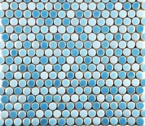 Blue penny tile with no grout