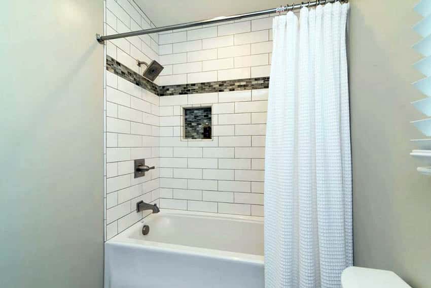 Guest bathroom shower with curtain
