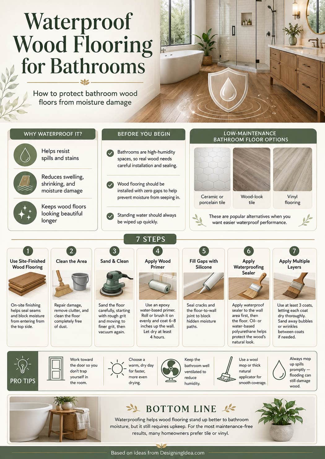 Waterproof wood bathroom floors infographic