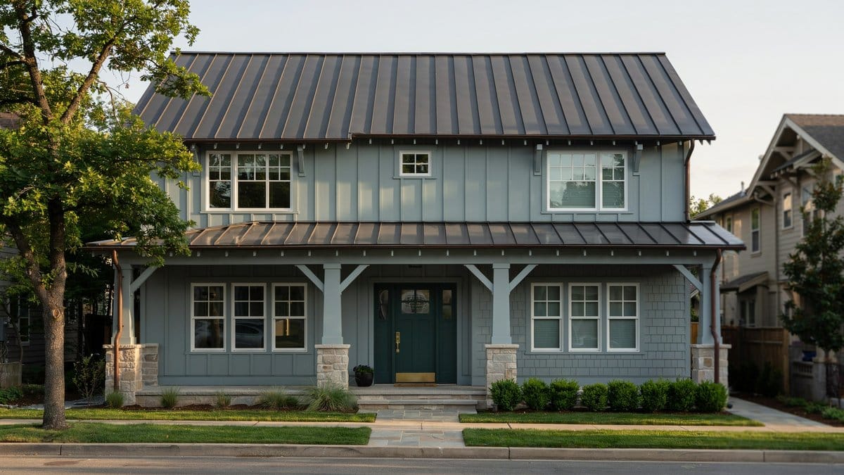House with metal shingle roof