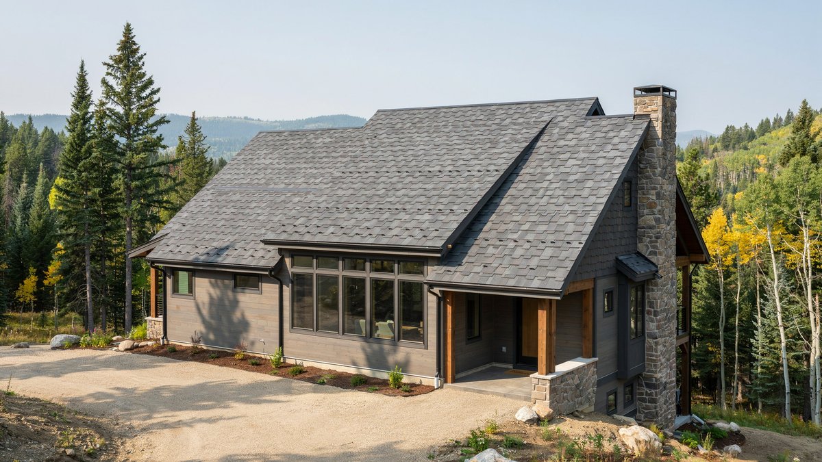 House with metal shake roofing