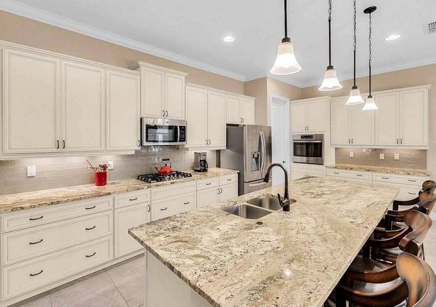 white kitchen cabinets beige walls