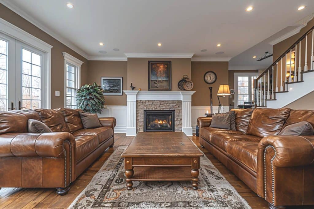 Living Room Color Schemes with Brown Leather Furniture