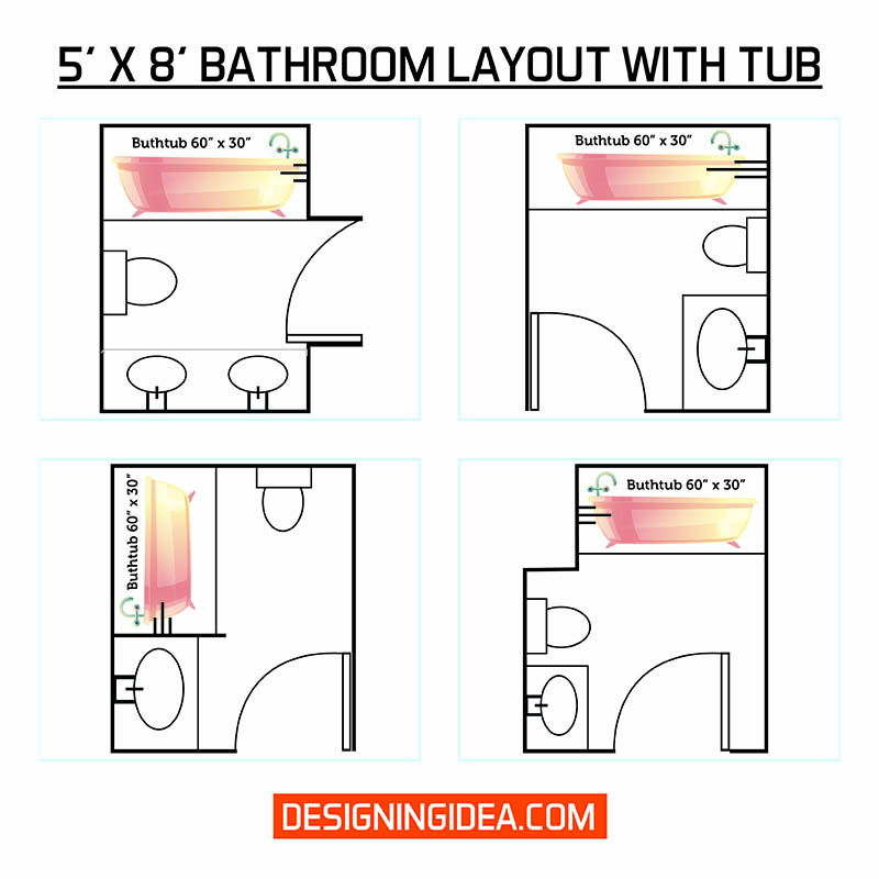 5' x 8' Bathroom Layout with Tub