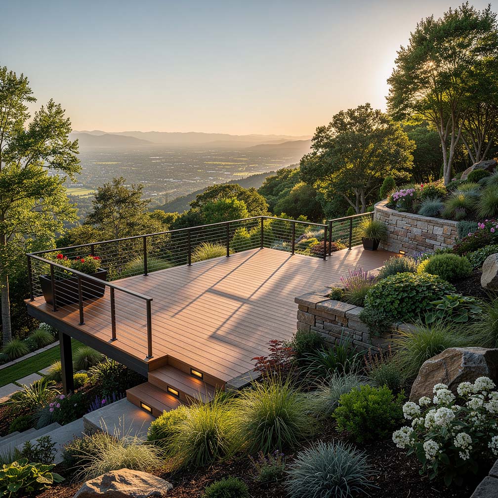 Contemporary Composite Deck With Hillside Views