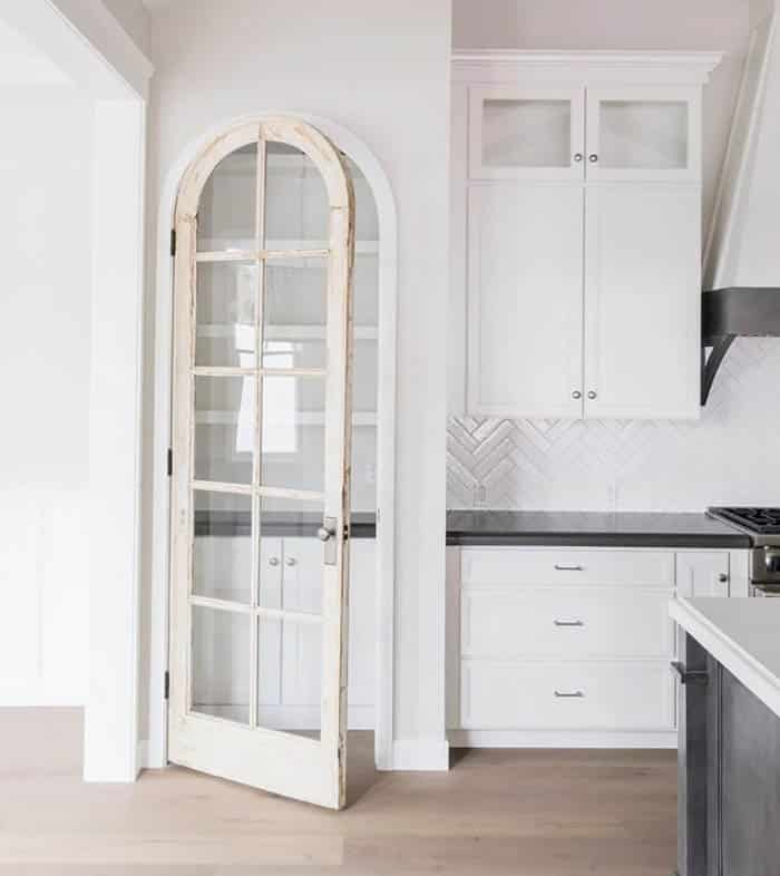 French pantry door with arched design