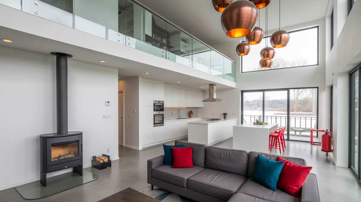 With two whole walls in floor to ceiling glass and
