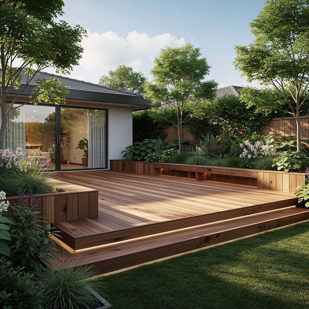 House Porch Deck With Swinging Love Seat Bench