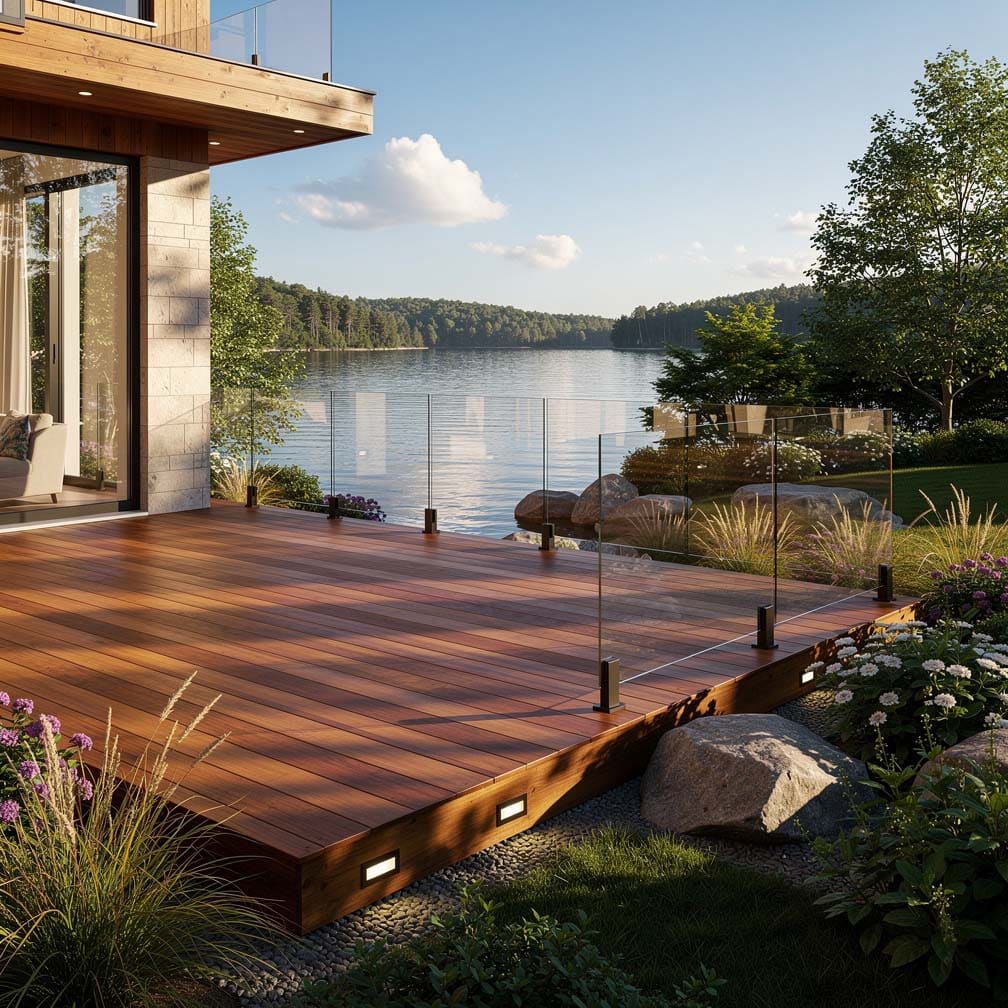 Lake View Deck With Glass Railings