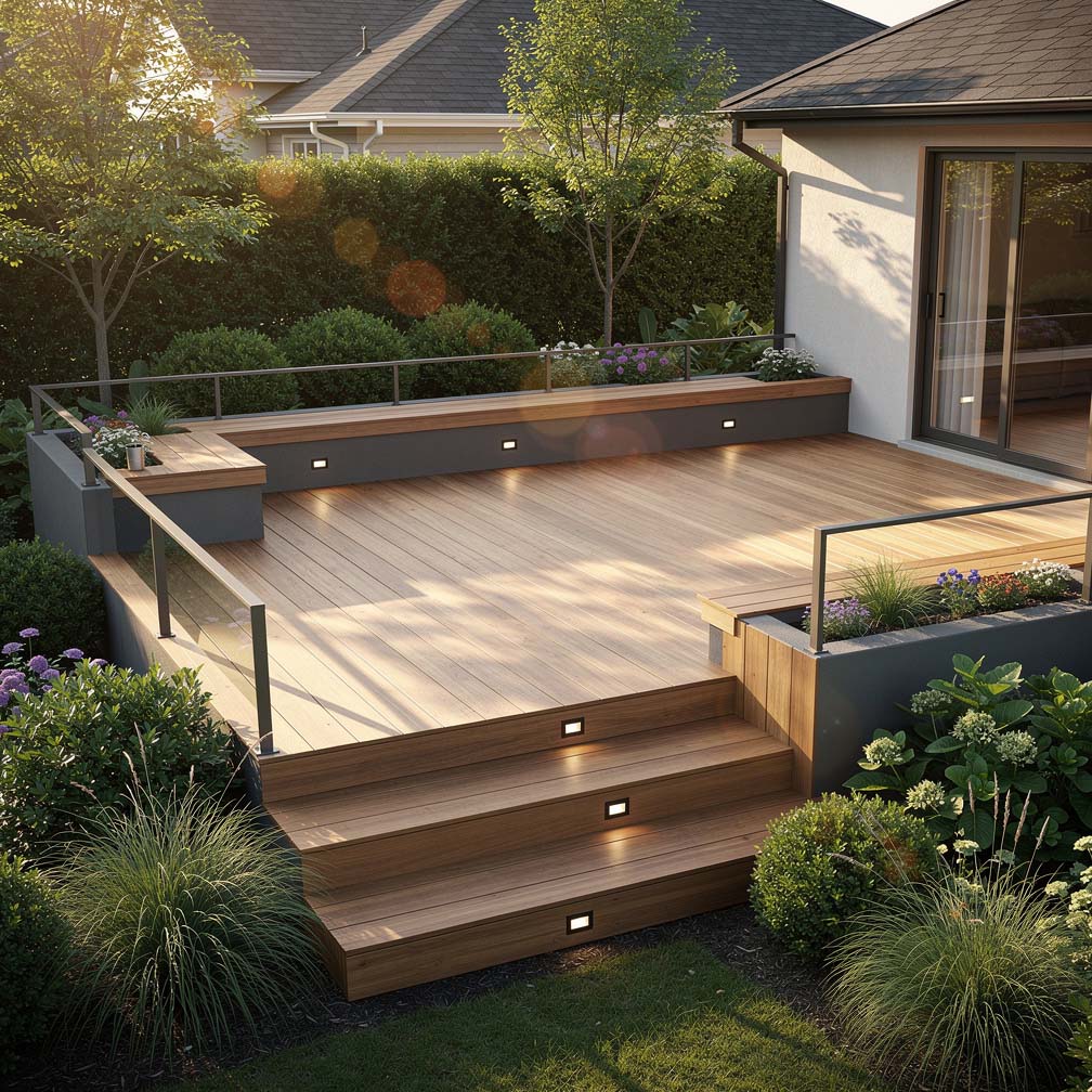Large Two Level Deck With Outlook Of Surrounding Trees