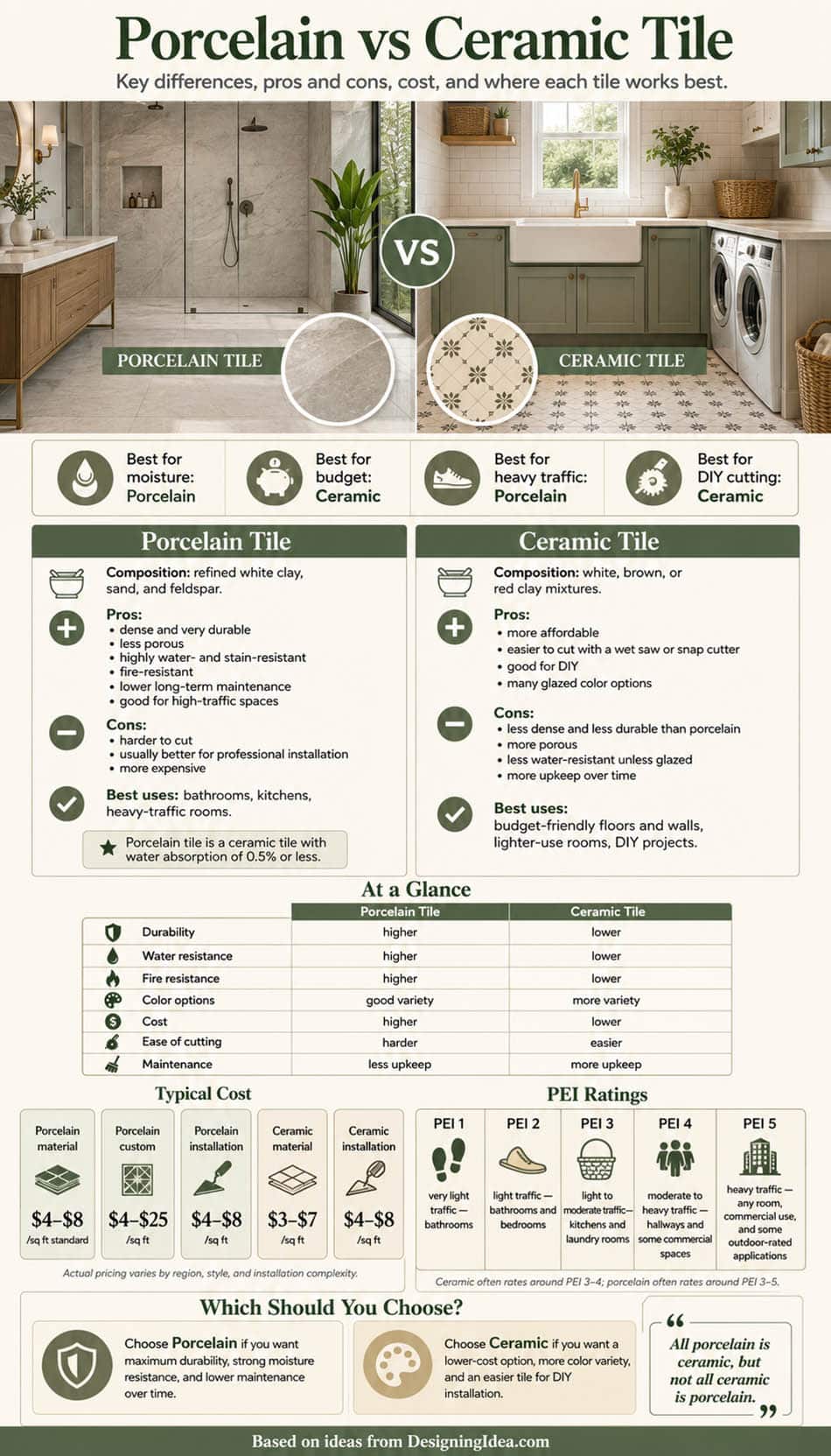 Porcelain vs ceramic infographic