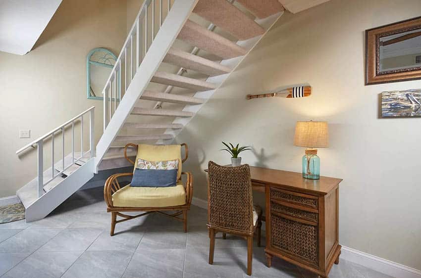 Gray tile floors with light yellow walls