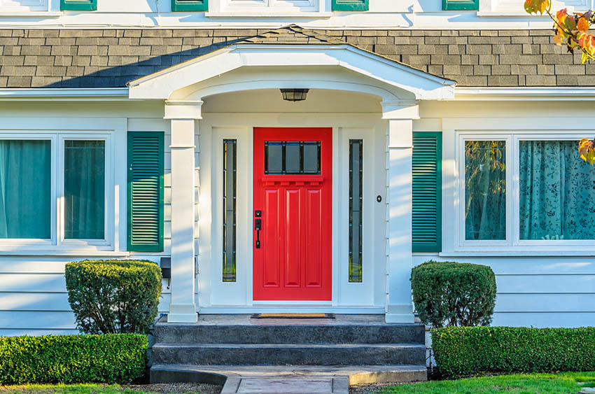 House exterior with red front door