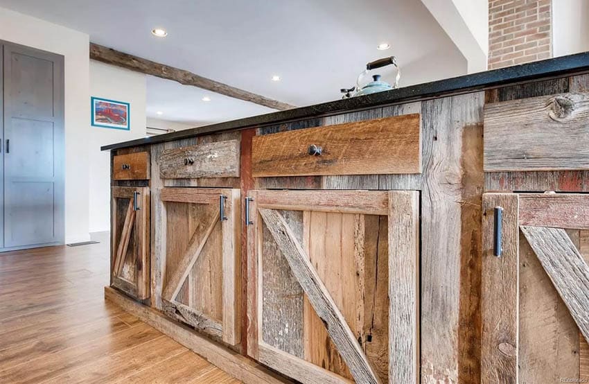 Kitchen island with barn doors