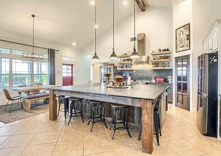 farmhouse style kitchen island with seating