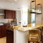Kitchen with onyx countertops