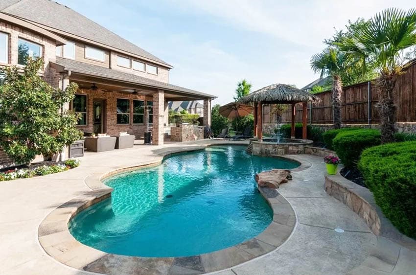 Pool palapa with water feature