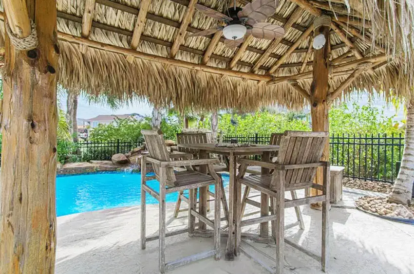Pool patio palapa with ceiling fan