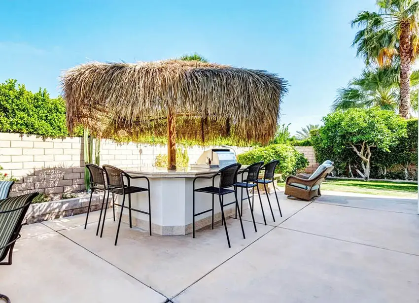 Thatched palapa with bar seating