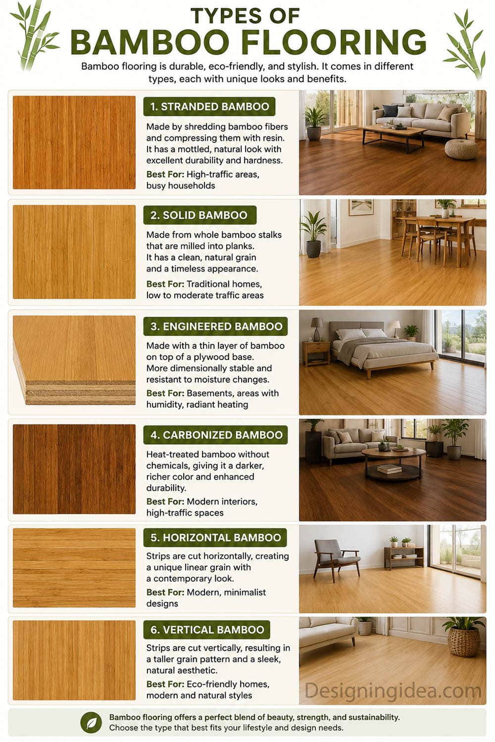 Types of bamboo used on floors