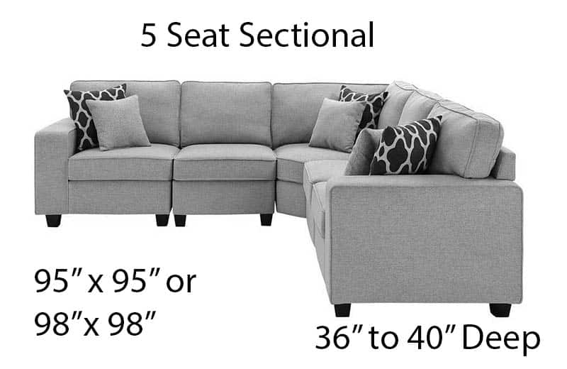 5 seat sectional size