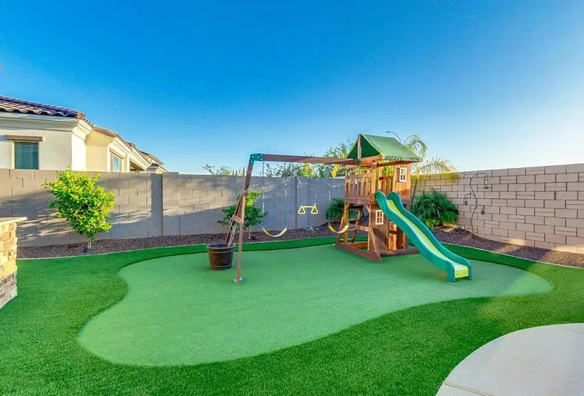 Artificial grass with playground