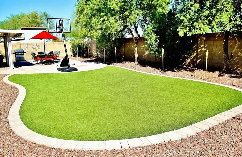 Backyard with artificial turf
