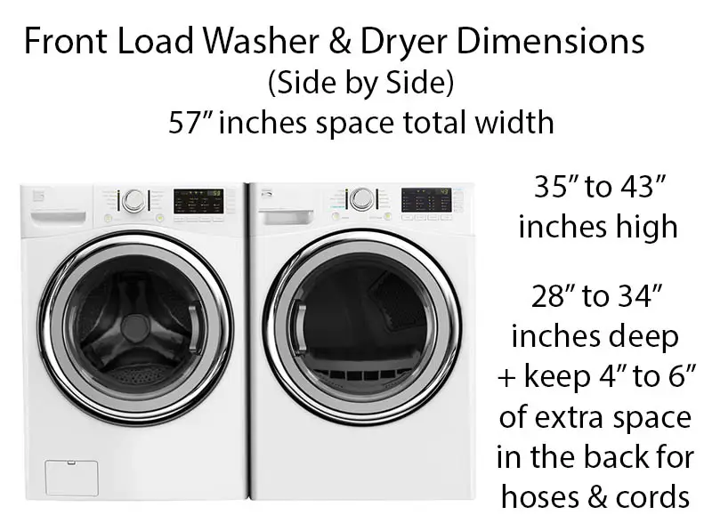 Front load washer dryer dimensions guide