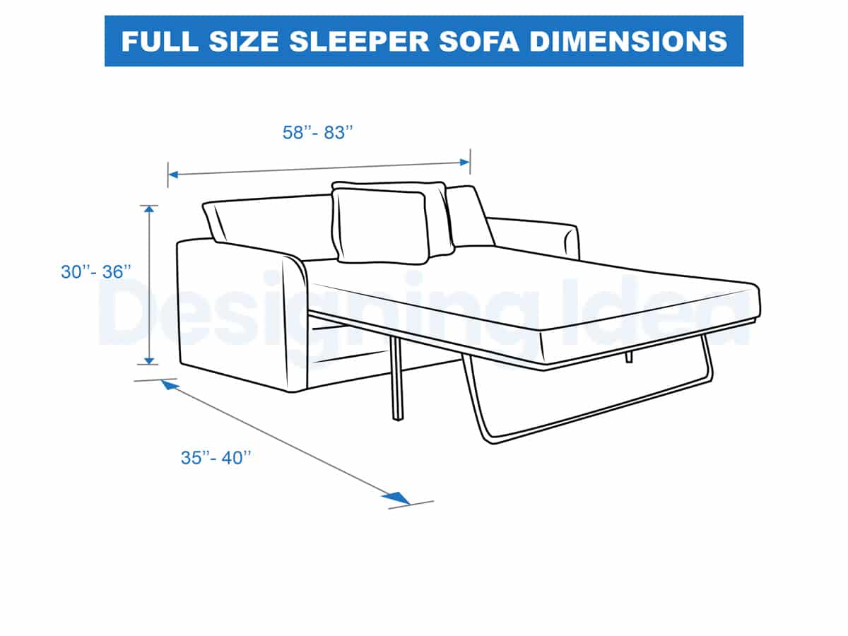 full size sleeper sofa dimensions