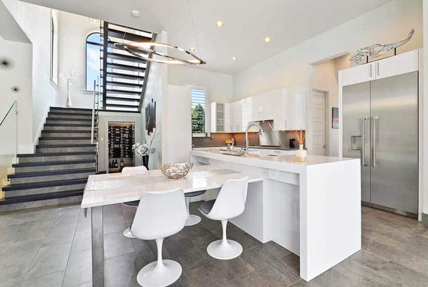 Kitchen island with built in dining table