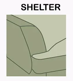 Shelter sofa arm chair style