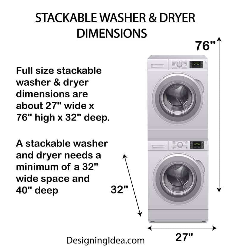 Stackable washer and dryer dimensions