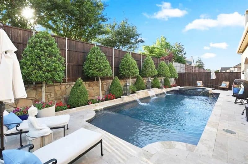 pool near retaining wall