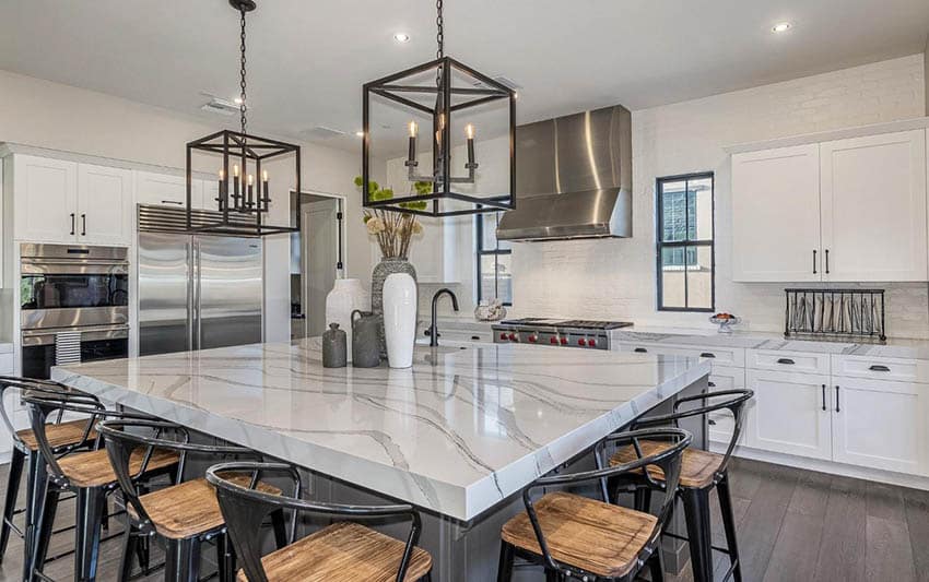 large kitchen island with seating for 6