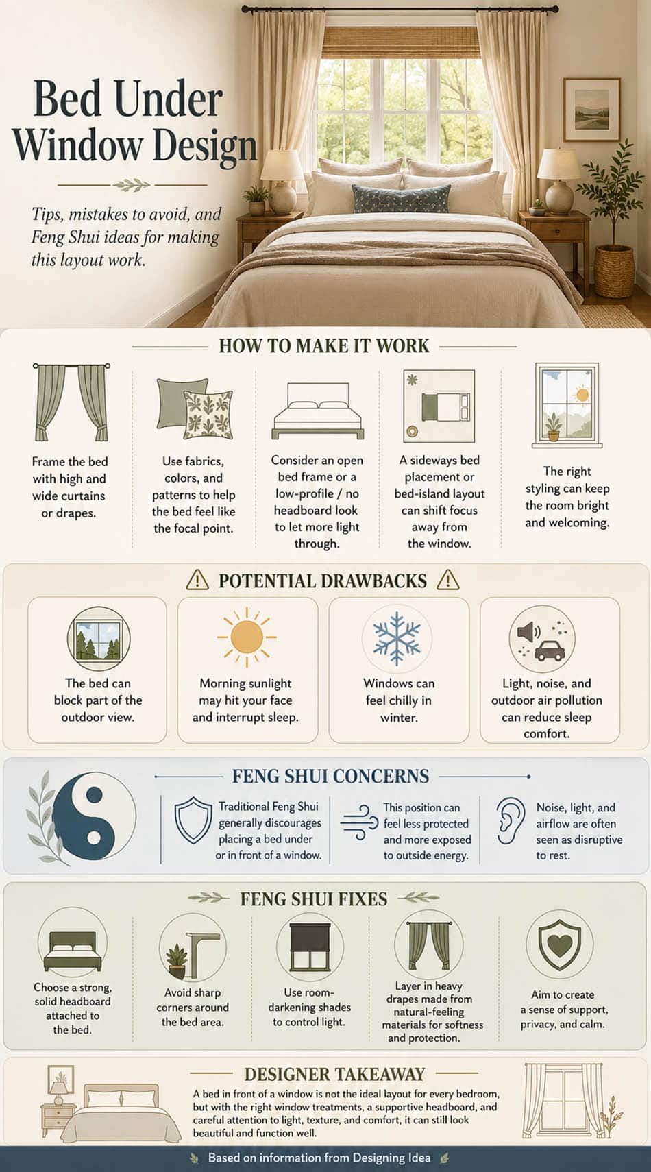 Bed under window infographic