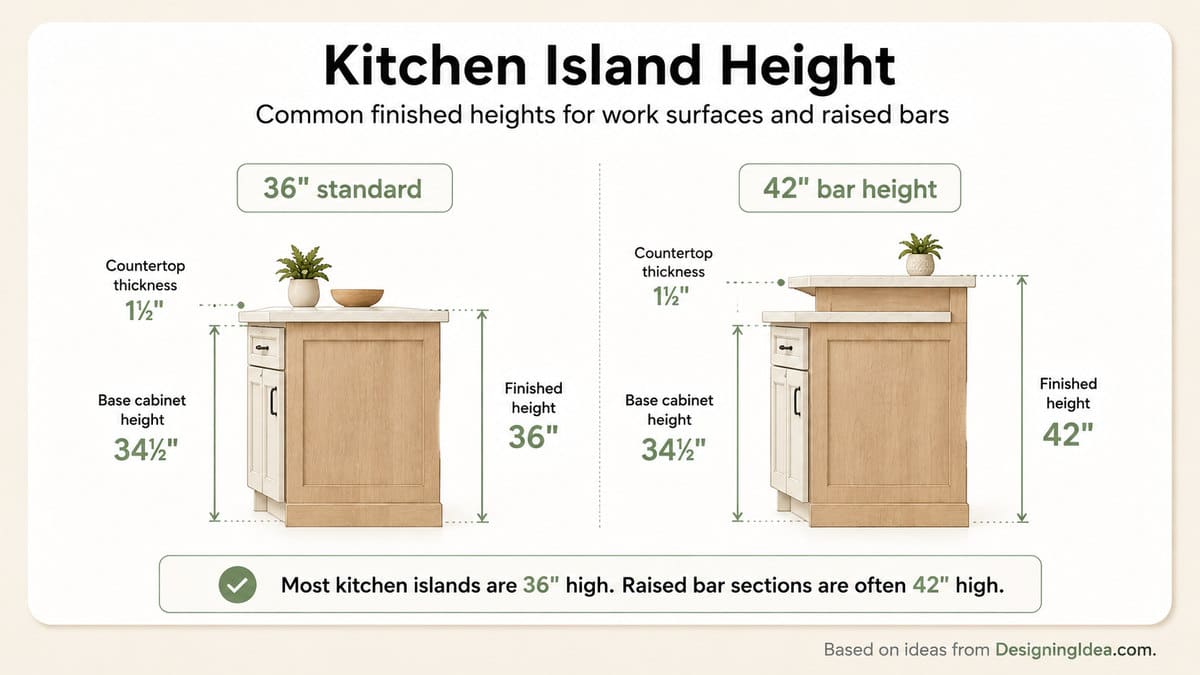 Standard island and bar height