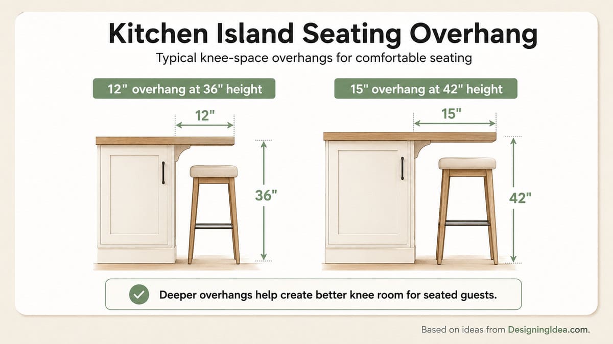 Island overhang amount